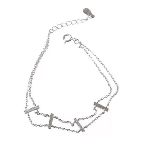 The Ladder Bracelet in 925 and cubic zirconia. - Picture 2 of 4